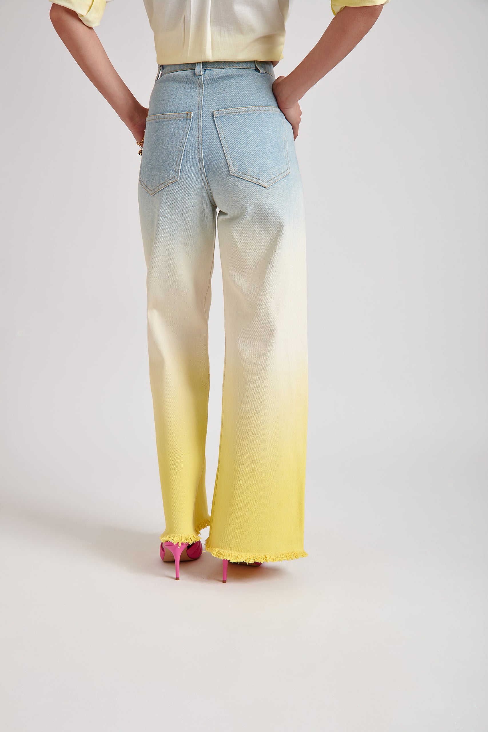 Yellow Ombre Denim Jeans(Double Colors)