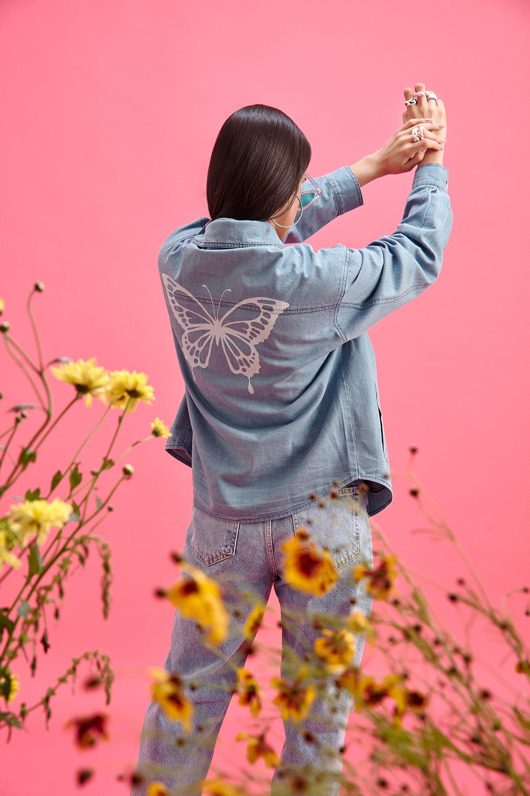 Butterfly-Print Overshirt