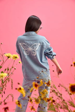 Butterfly-Print Overshirt