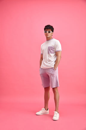 Colour-Block Cotton T-Shirt Lavender