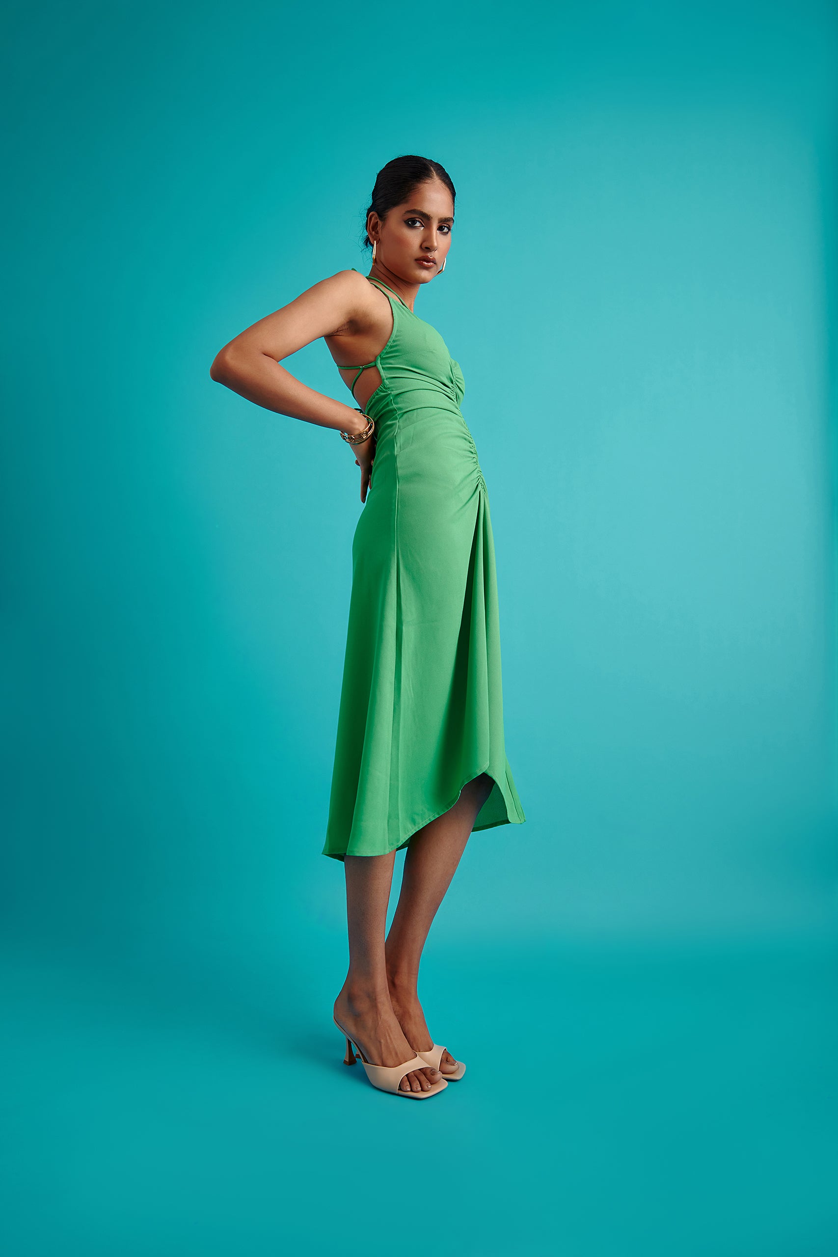 Front Ruched Slip Dress