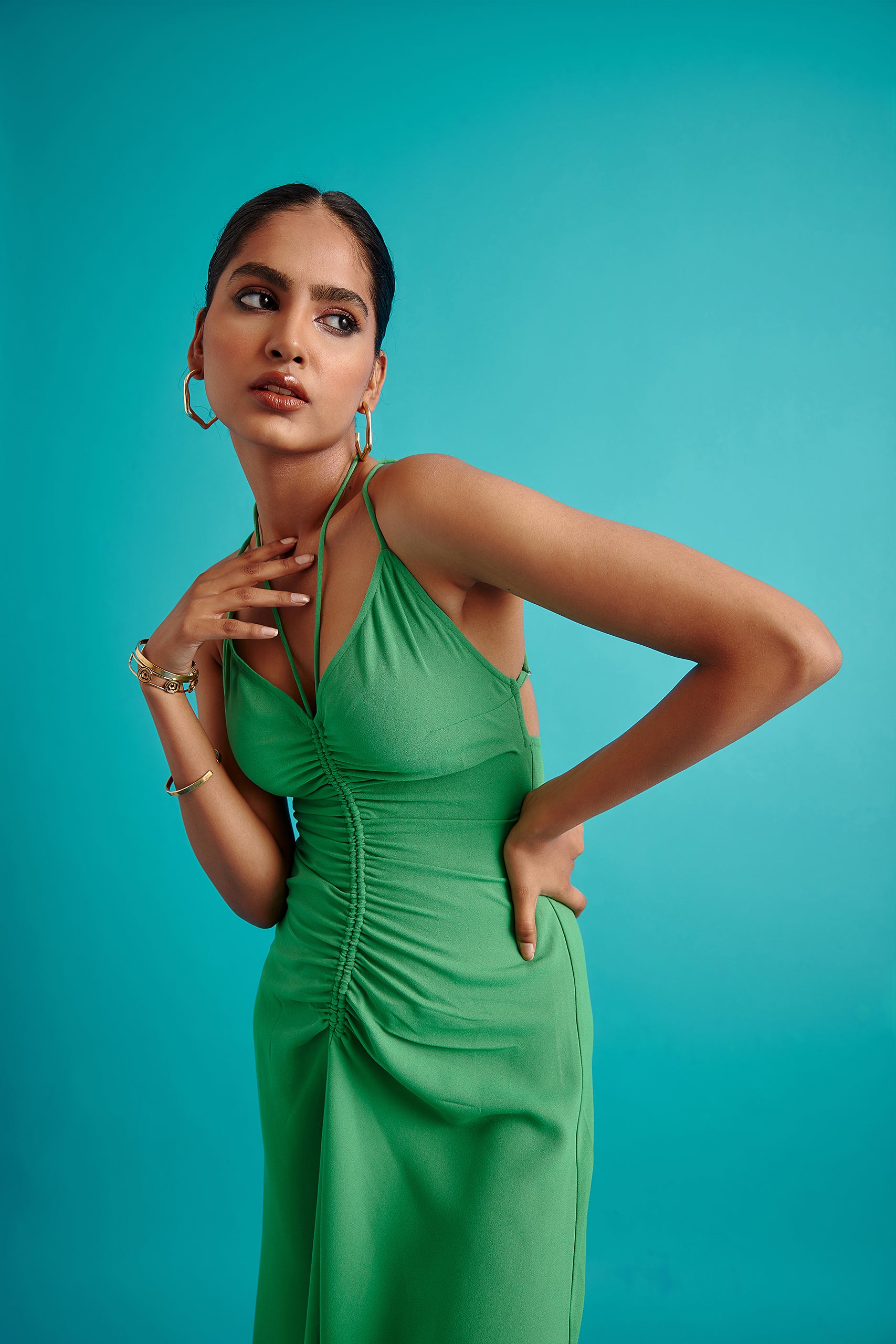 Front Ruched Slip Dress