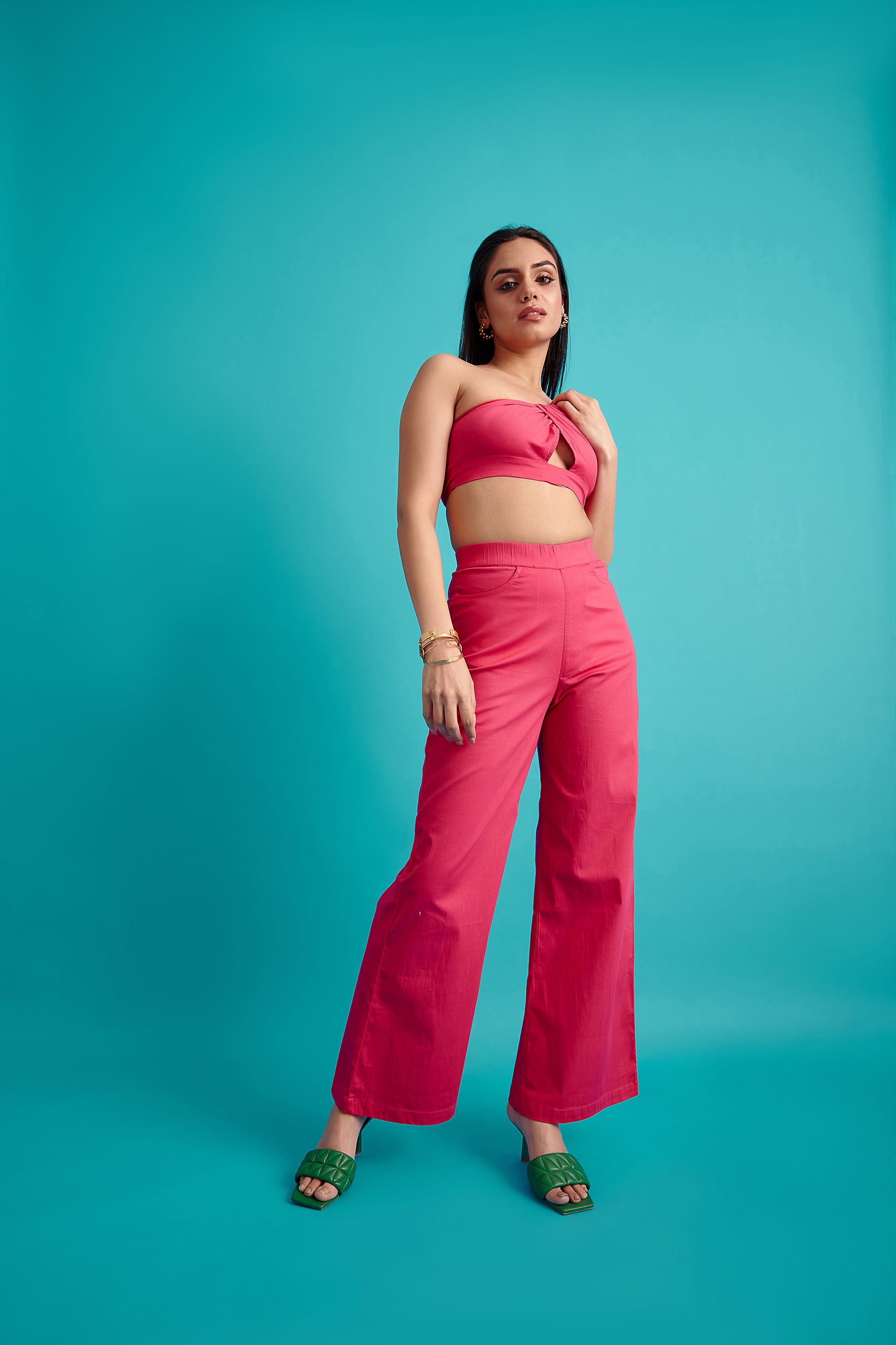 Asymmetrical Crop Top- Pink
