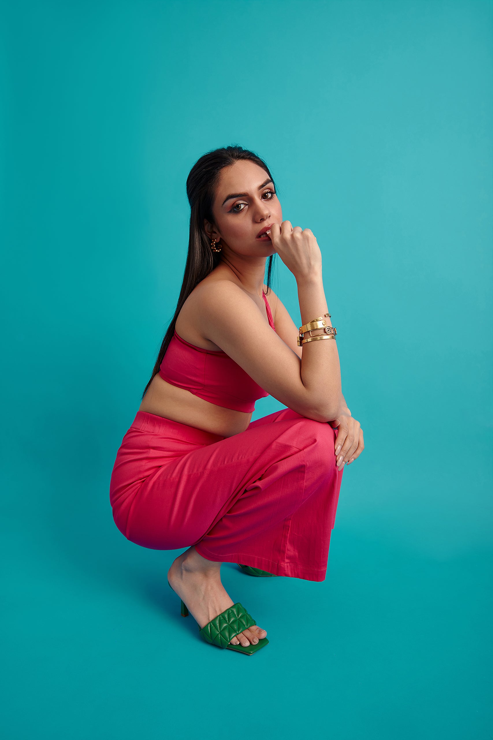 Asymmetrical Crop Top- Pink