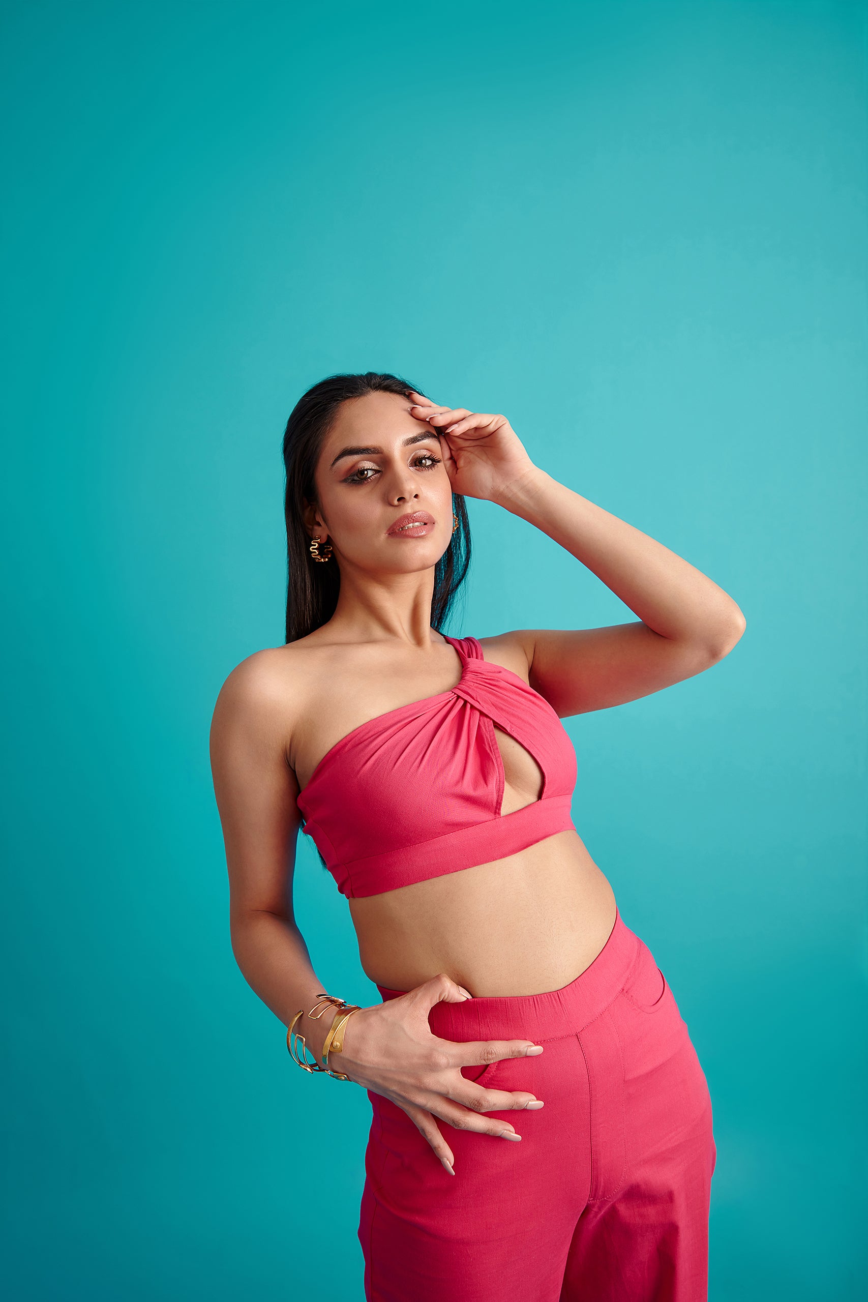 Asymmetrical Crop Top- Pink