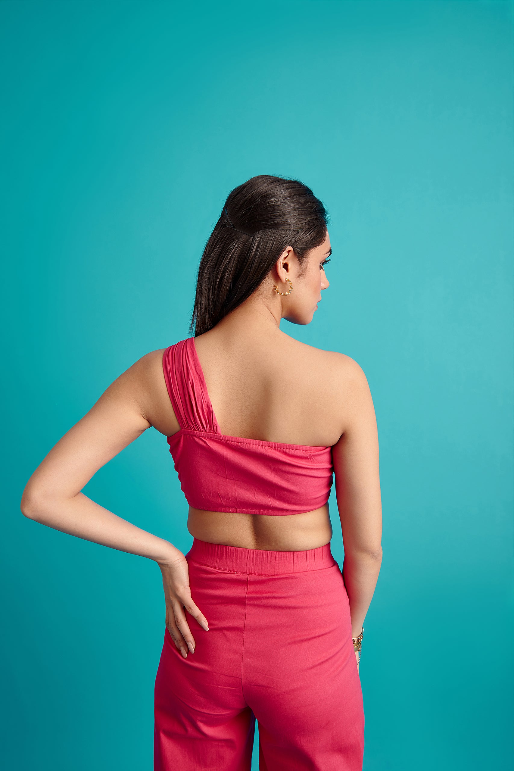 Asymmetrical Crop Top- Pink