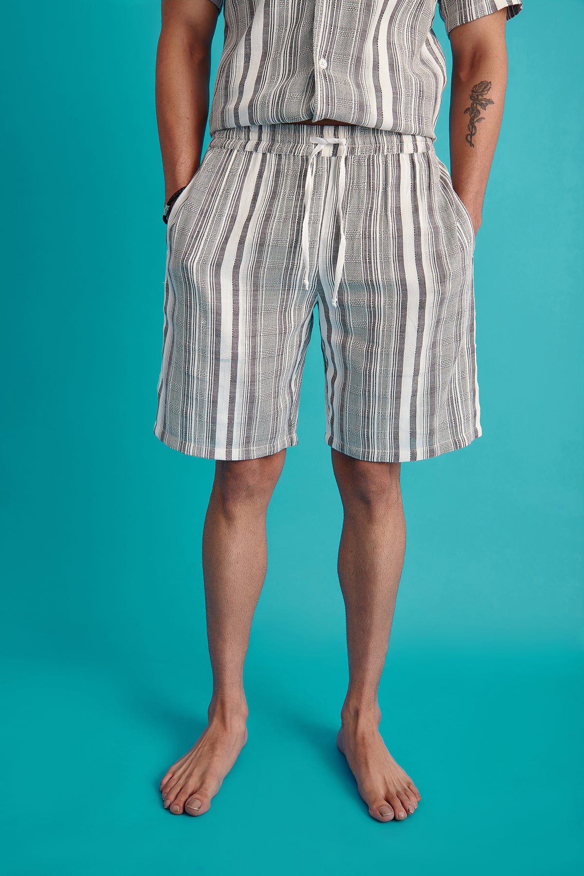 Striped Textured Weave Shorts