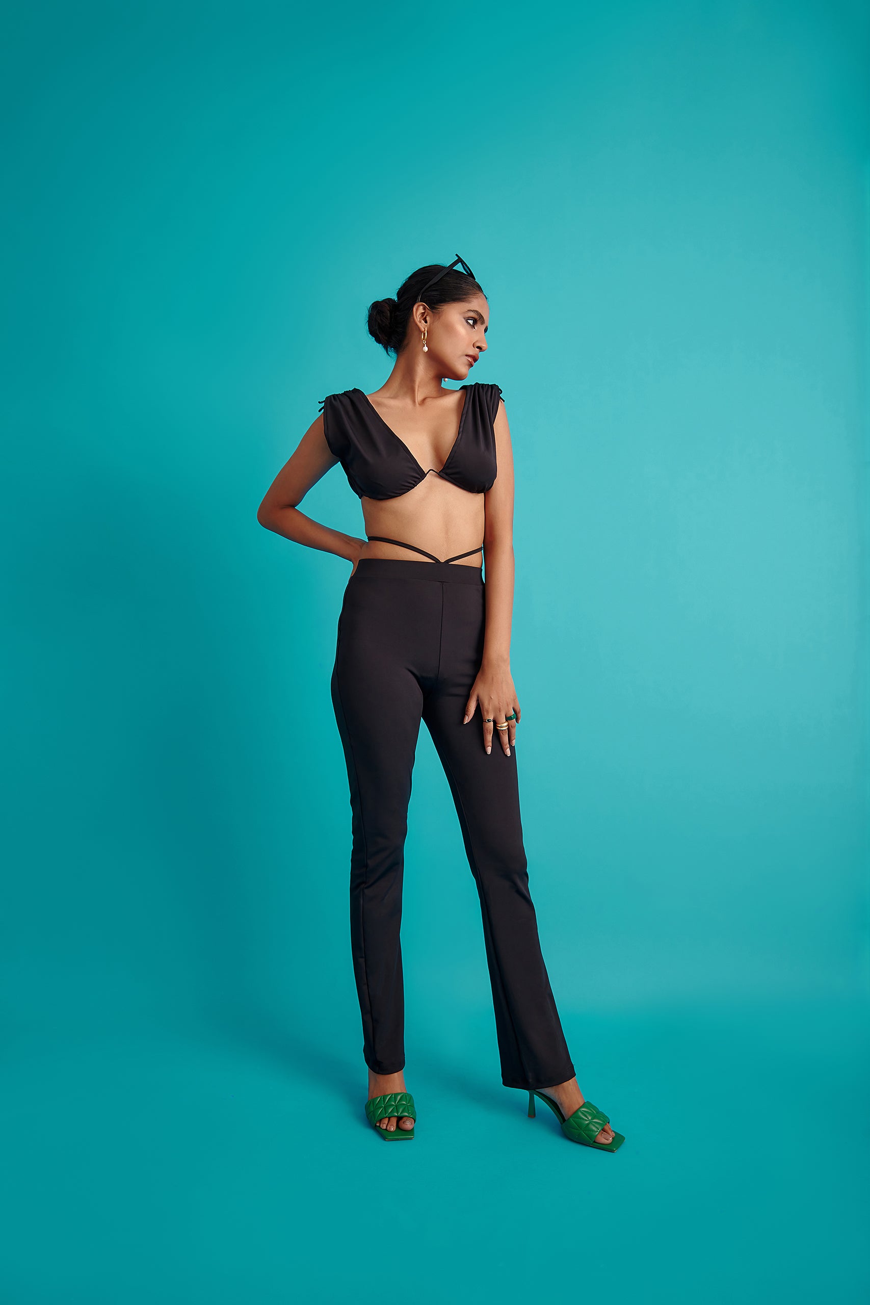 Flared Pants with Drawstring Detail