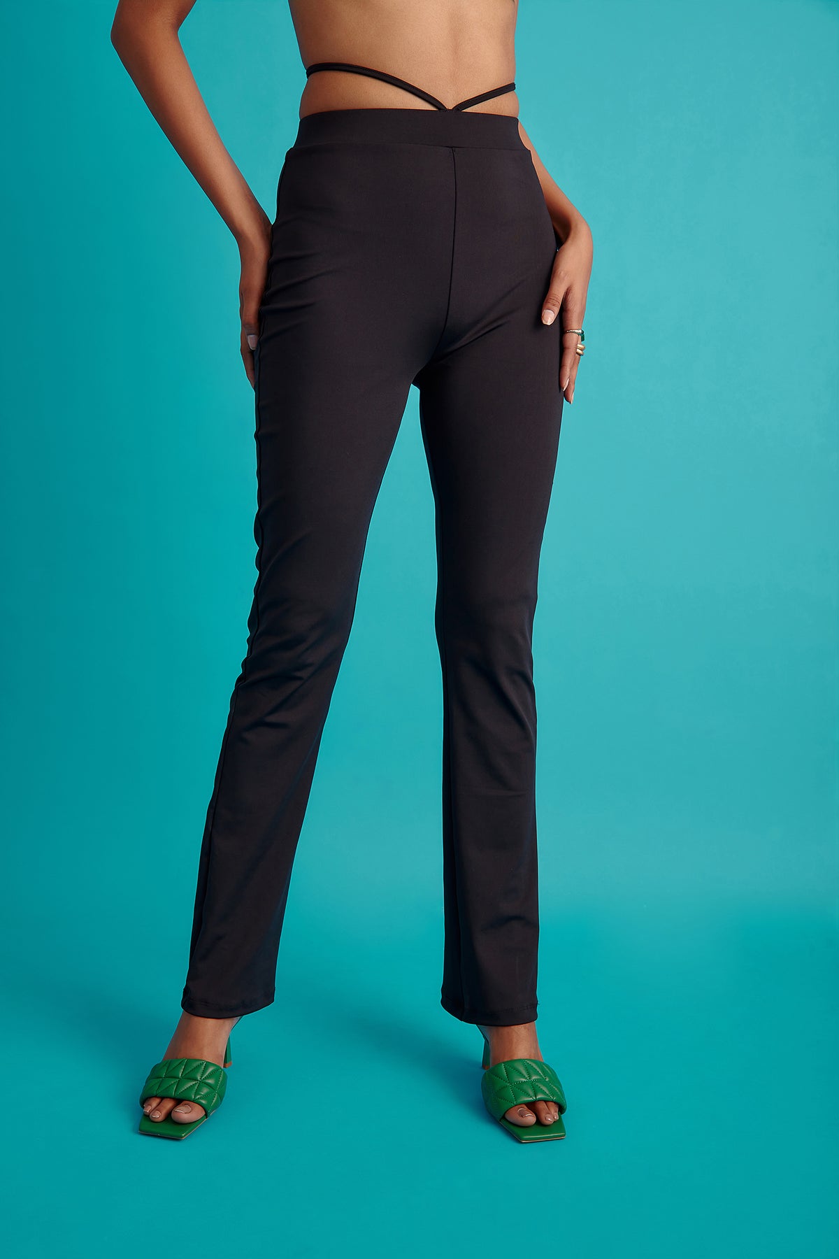 Flared Pants with Drawstring Detail