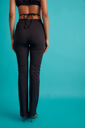 Flared Pants with Drawstring Detail