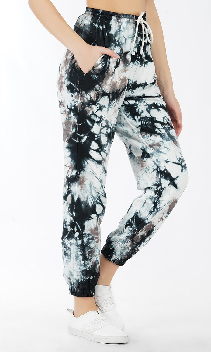 Black-White Tie & Dye Joggers