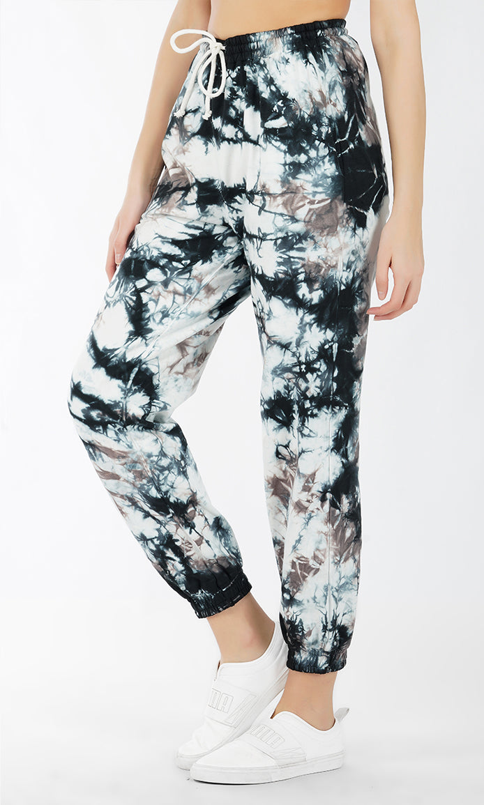 Black-White Tie & Dye Joggers