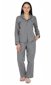 Black & White Checks Pure Cotton Pajama Set