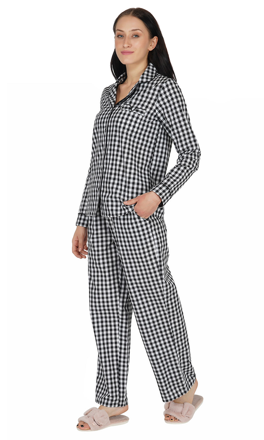 Black & White Checks Pure Cotton Pajama Set