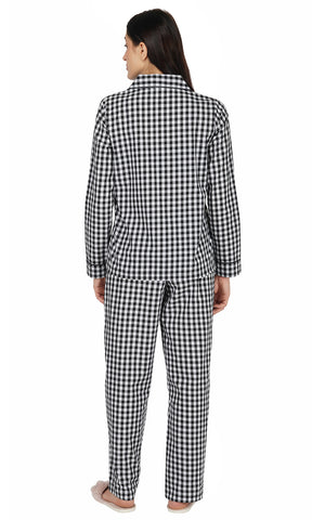 Black & White Checks Pure Cotton Pajama Set
