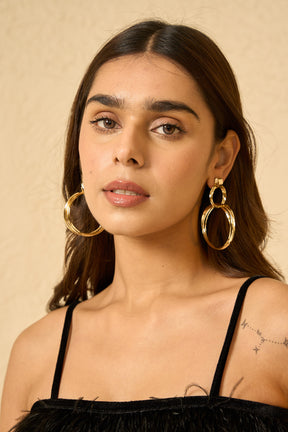 Golden Long Twisted Hoops