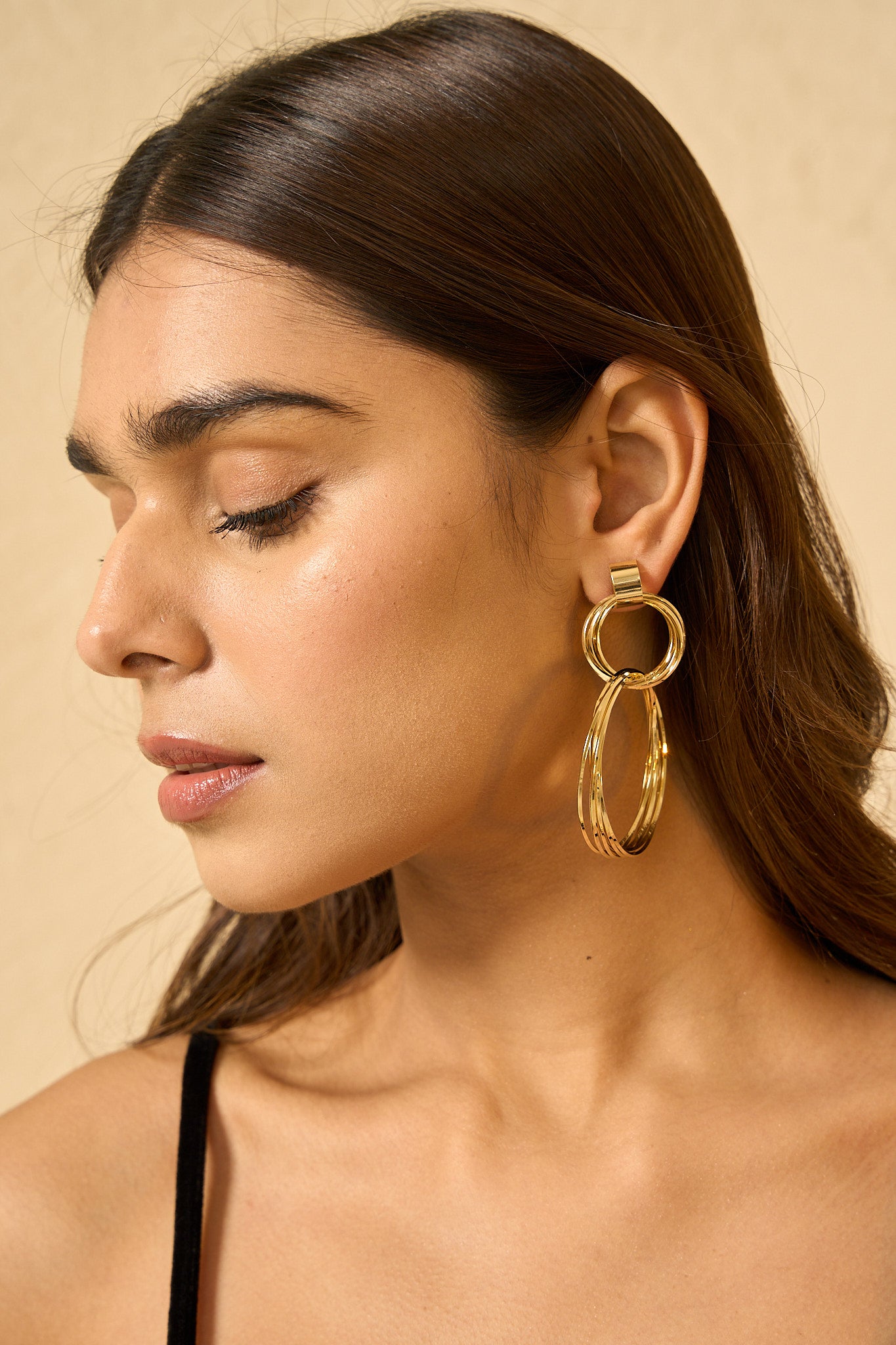 Golden Long Twisted Hoops