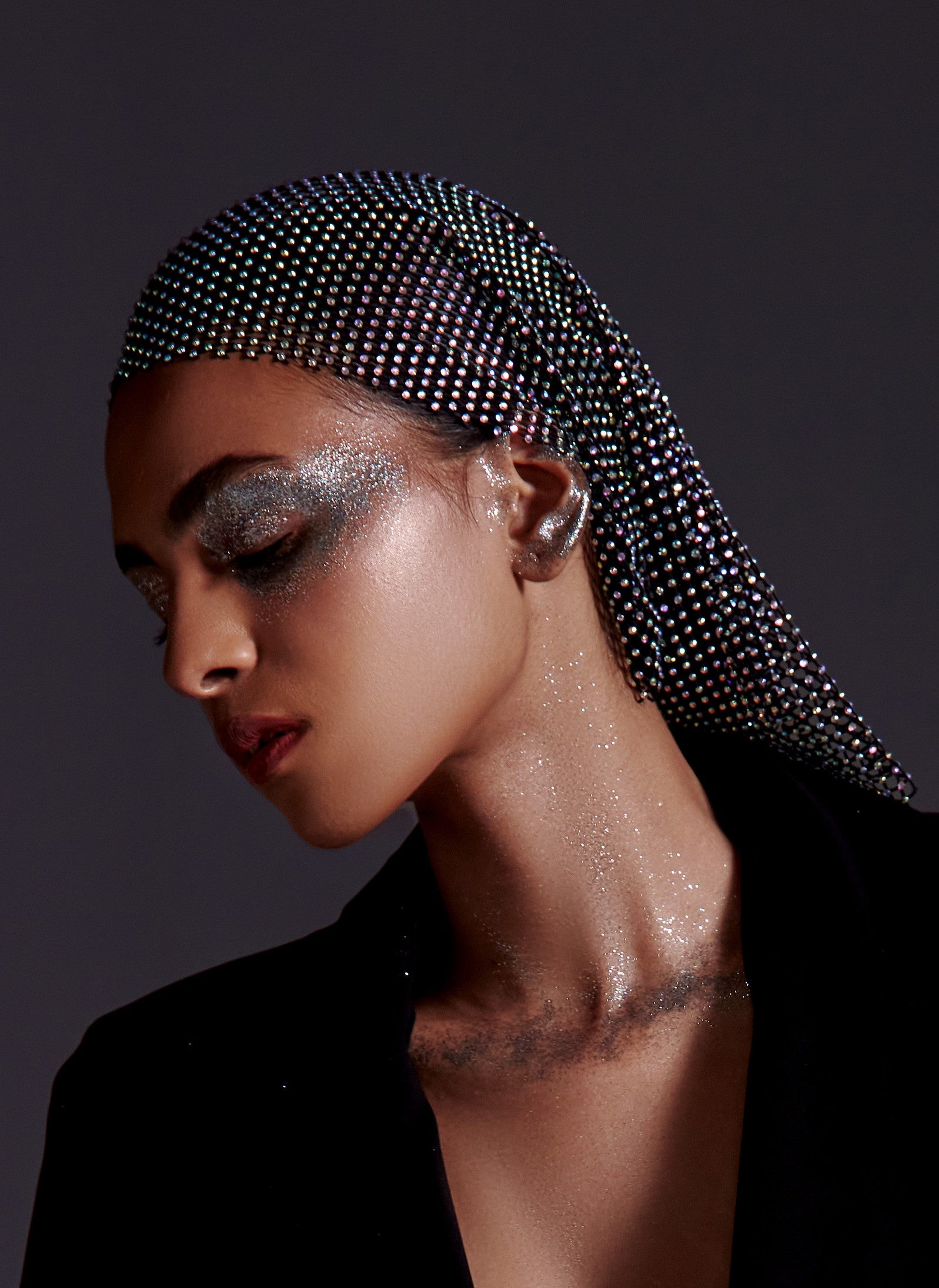 Diamond Mesh Scarf-Black