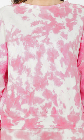 Pink-White Tie & Dye Over-sized Sweatshirt