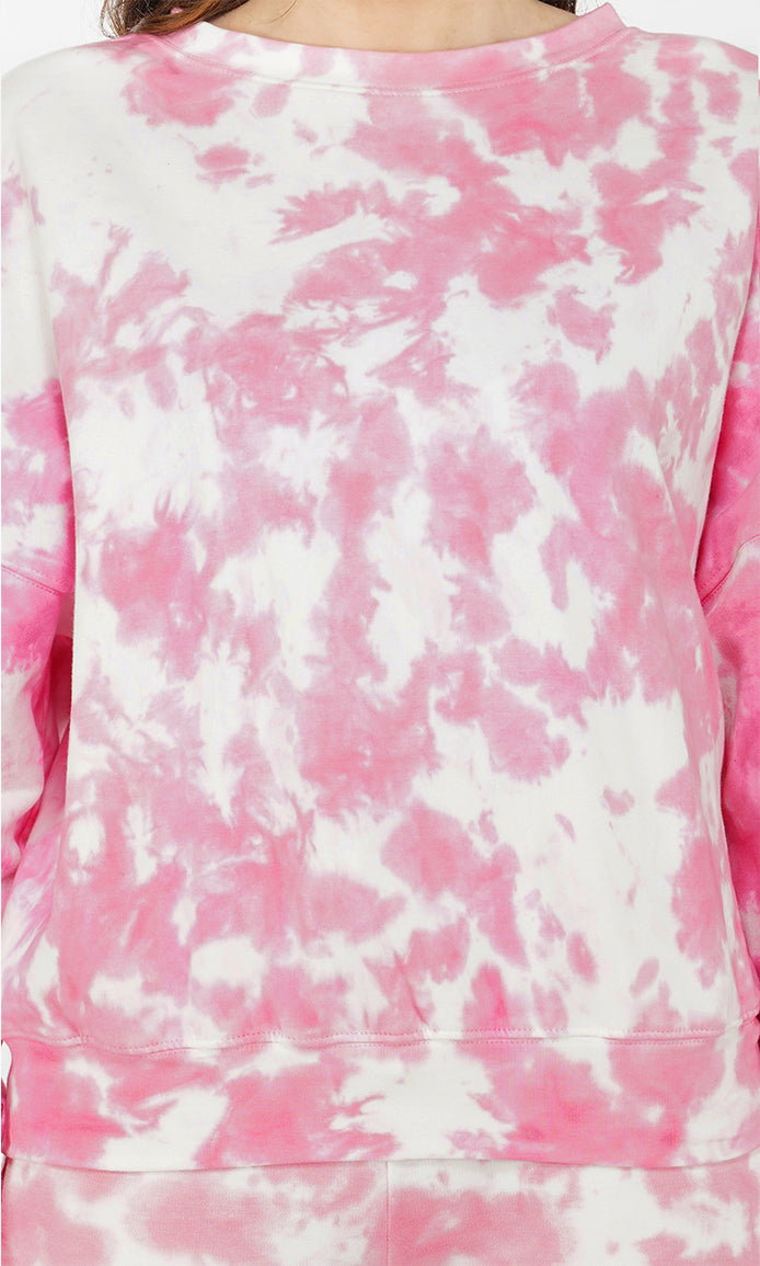 Pink-White Tie Dye Over-sized Sweatshirt
