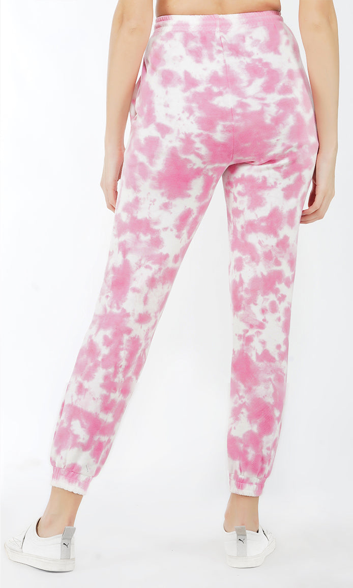 Pink-White Tie & Dye Joggers