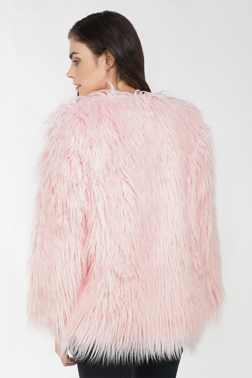 Pink Feather Fur Coat