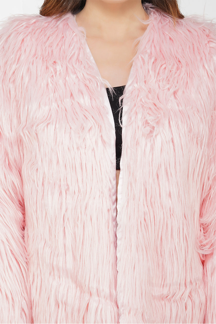 Pink Feather Fur Coat