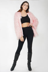 Pink Feather Fur Coat