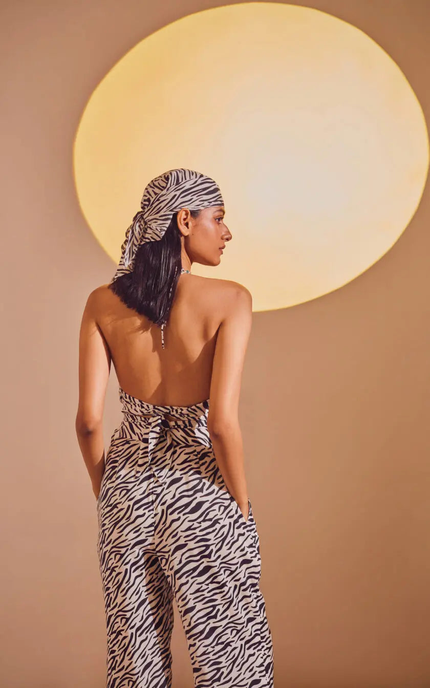 Black Abstract Print O-Ring Bralette Top