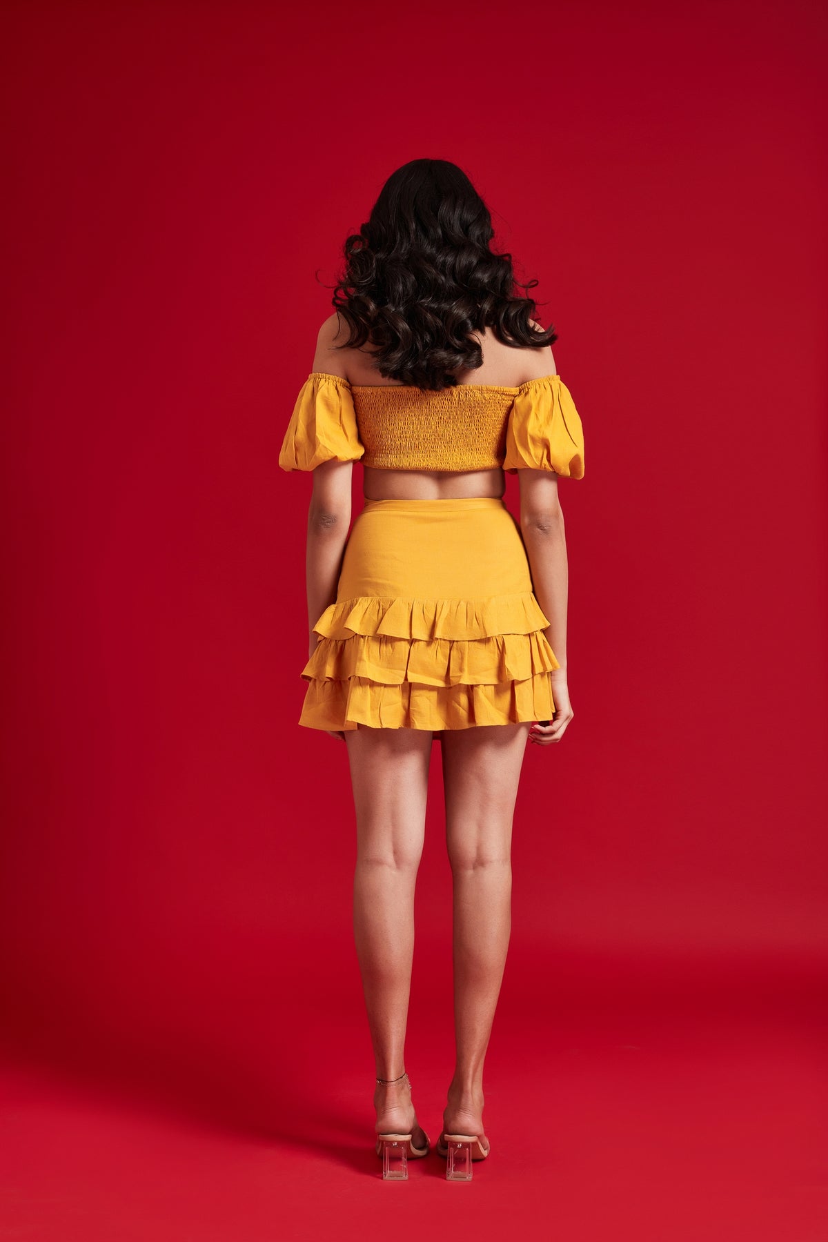 Yellow Off Shoulder Bow Top