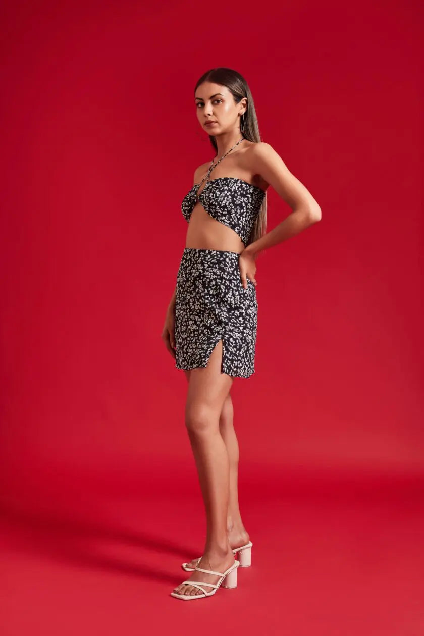 Black Floral Skirt