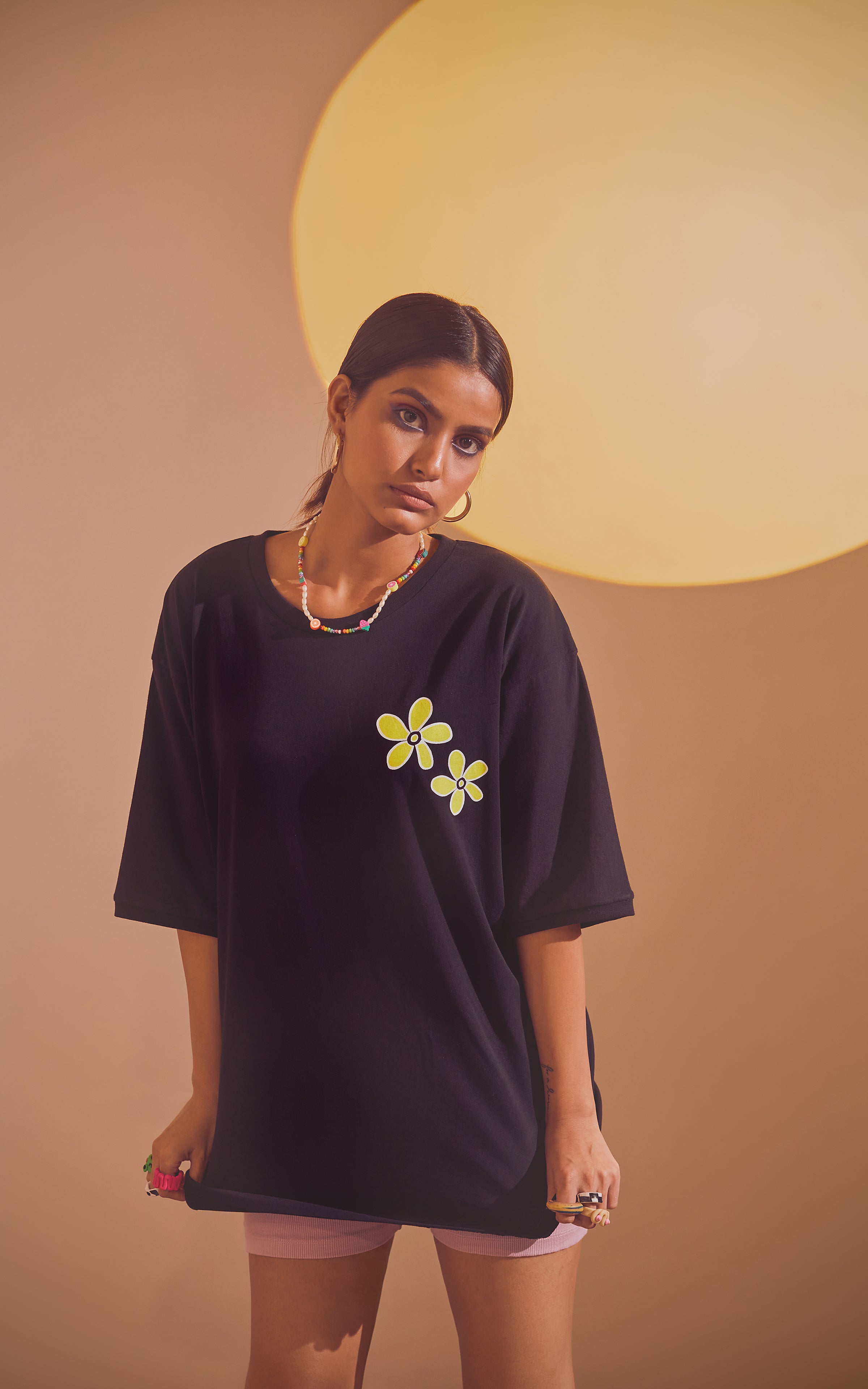 Black Oversized Printed Round Neck T-Shirt (If you’re looking for a sign)