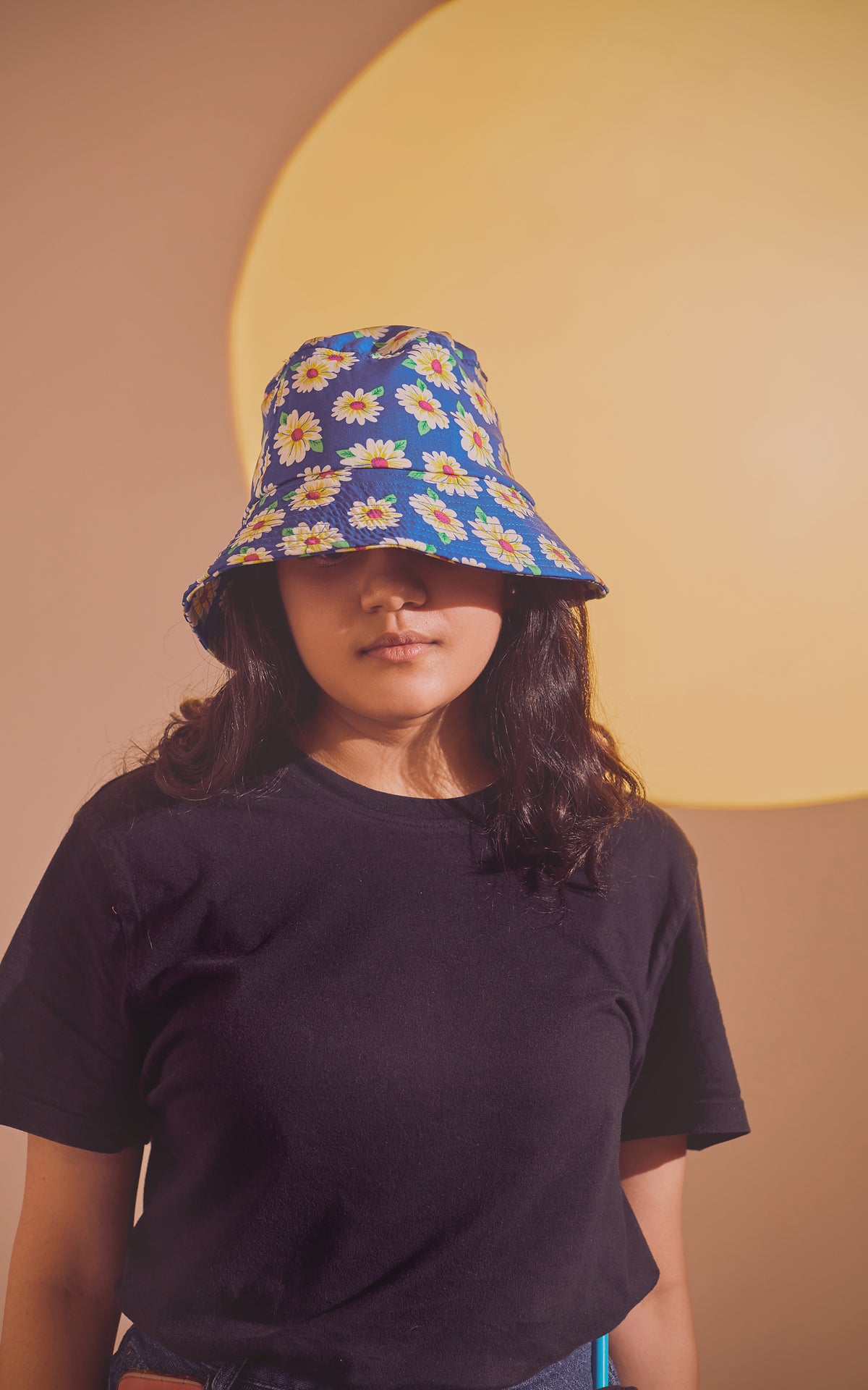 Blue Floral Print Bucket Hat