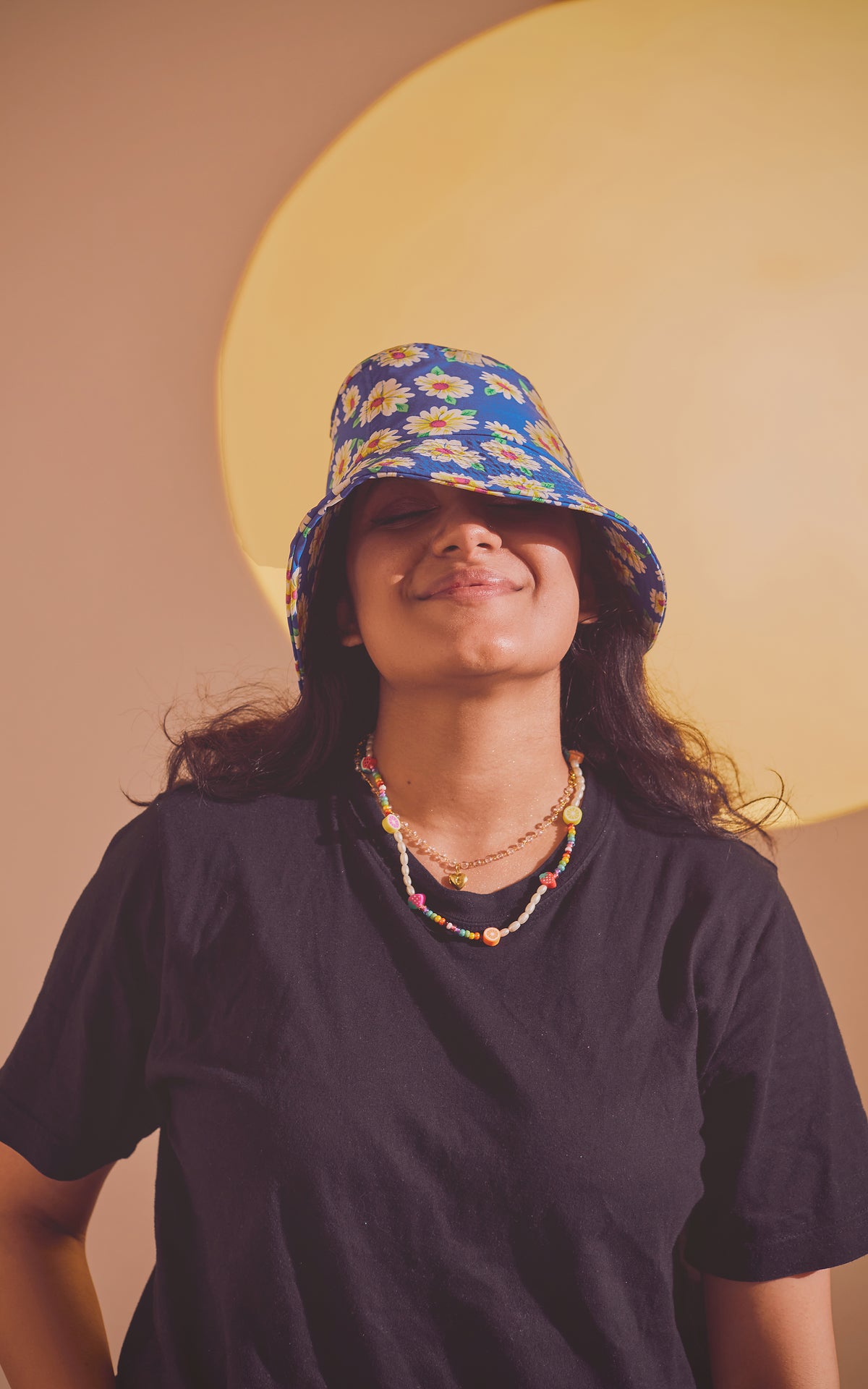 Blue Floral Print Bucket Hat