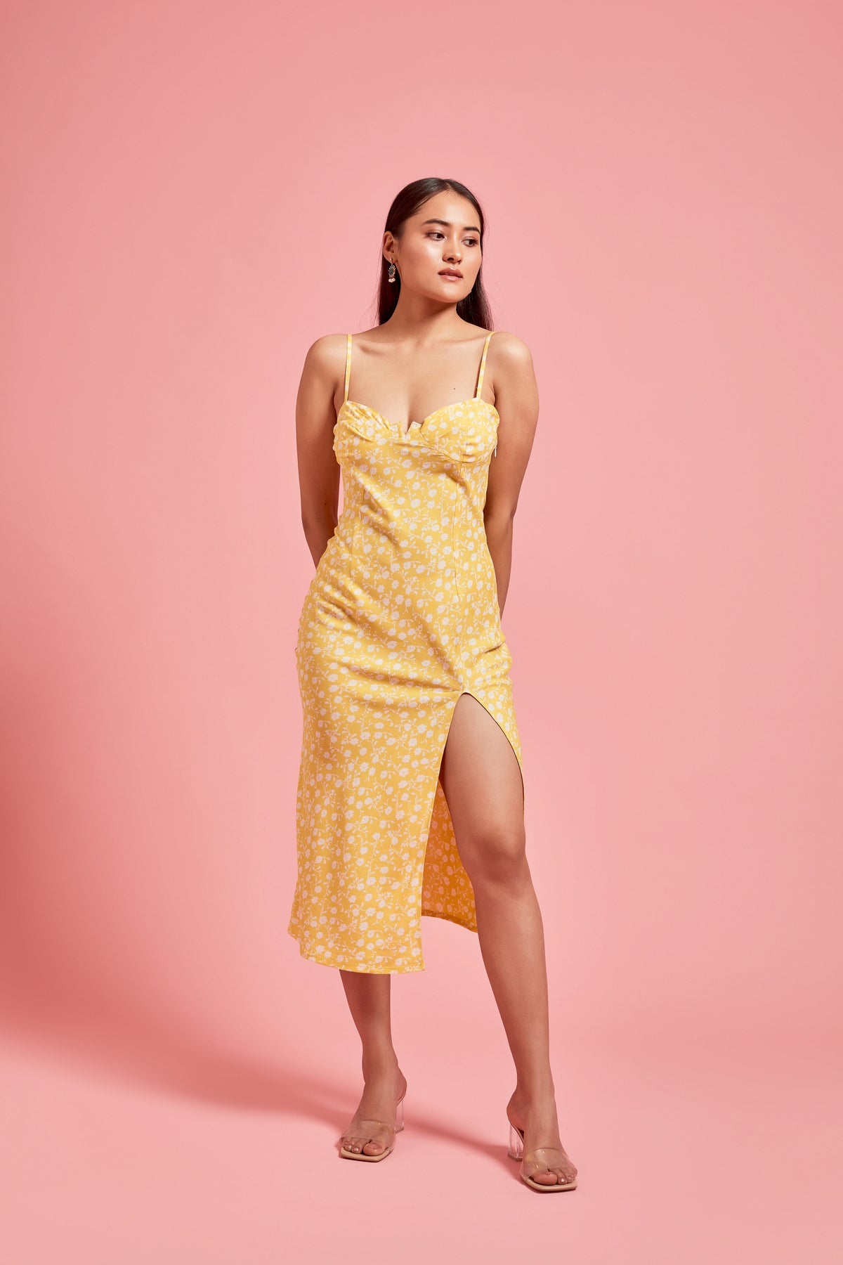 Yellow Floral Slip Dress
