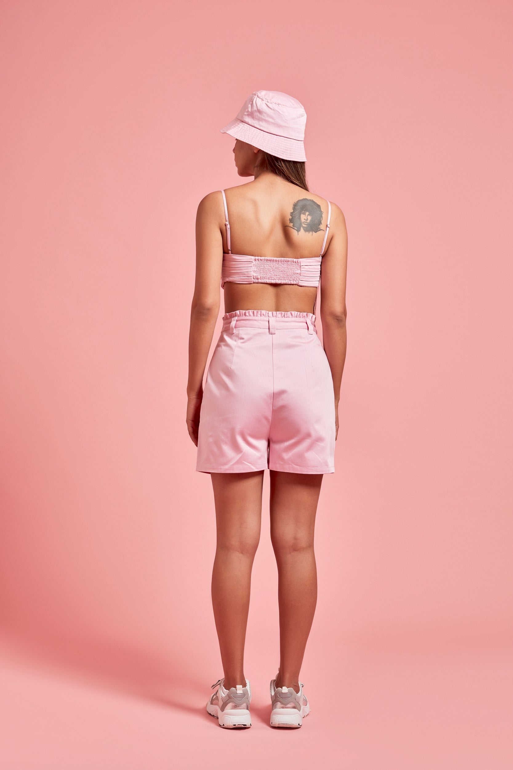 Pink Satin Bermuda Shorts