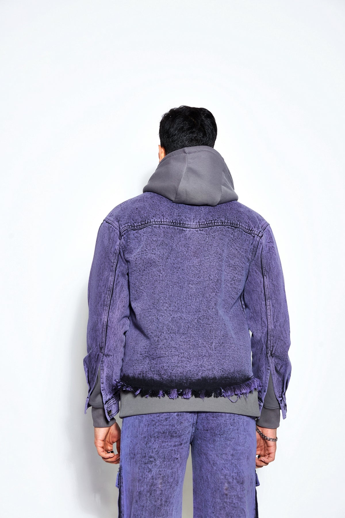 Overdyed Acid Wash Unisex Denim Jacket- Purple L / Purple
