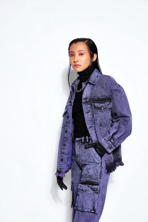 Overdyed Acid Wash Unisex Denim Jacket- Purple