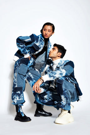 Patchwork Unisex Denim Bomber Jacket