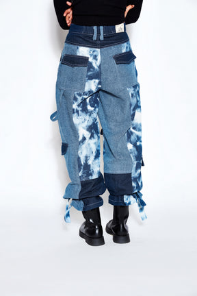 Patchwork Unisex Denim Cargo Pants
