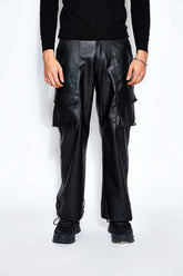 Faux Leather Unisex Cargo Pants