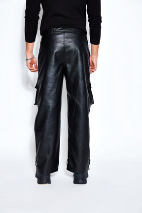 Faux Leather Unisex Cargo Pants