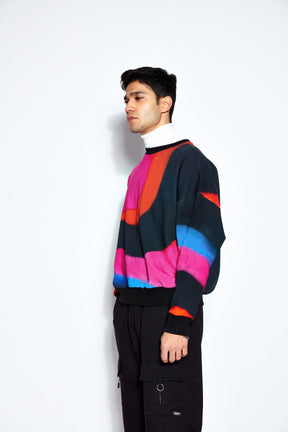 Multicolor Digital Ombre Unisex Oversized Sweatshirt (Fleece Inside)
